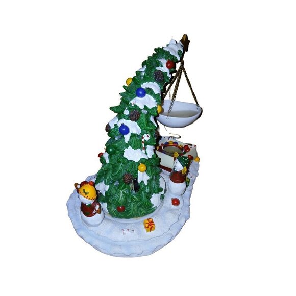 YANKEE CANDLE Rare Large Tart Warmer Bent Christmas Tree Lights Snowman TESTED - Picture 2 of 10